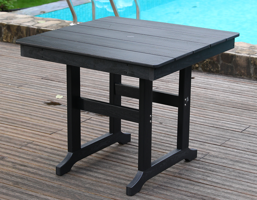 Vejrbestandigt sort HDPE firkantet bord