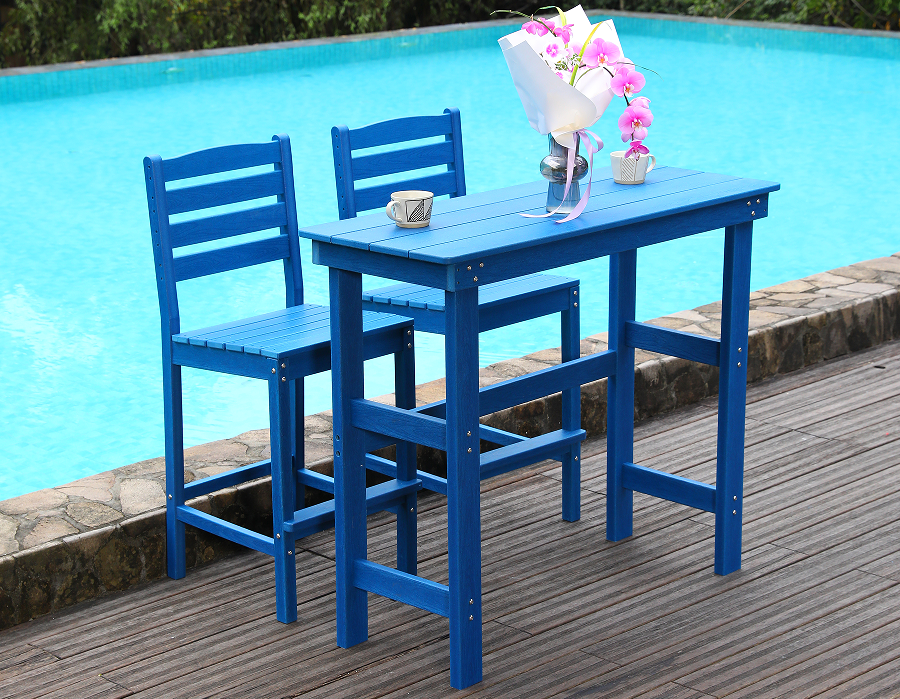 Vibrant Blue Social HDPE Bar spisestuesæt
