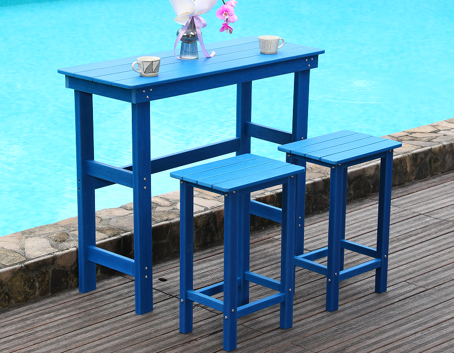 Coastal Blue HDPE High-Top Bar Spisebordssæt
