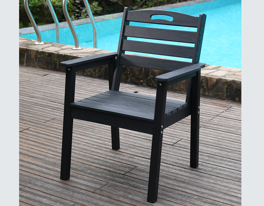 Sort spaltestol, vandafvisende HDPE spisestuestol
