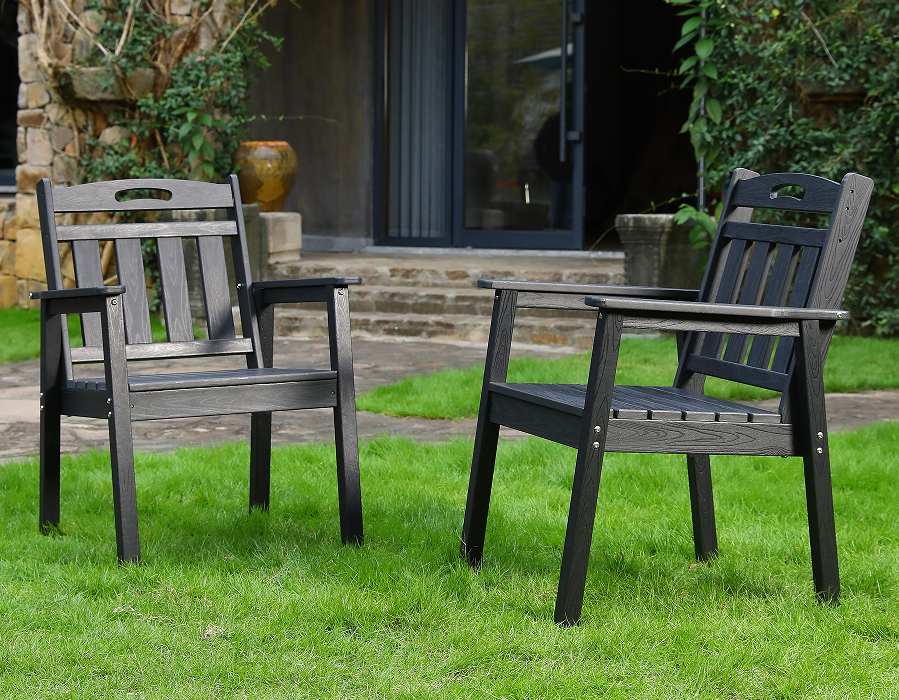 Sort 2-Pack opretstående HDPE Adirondack spisestuestol