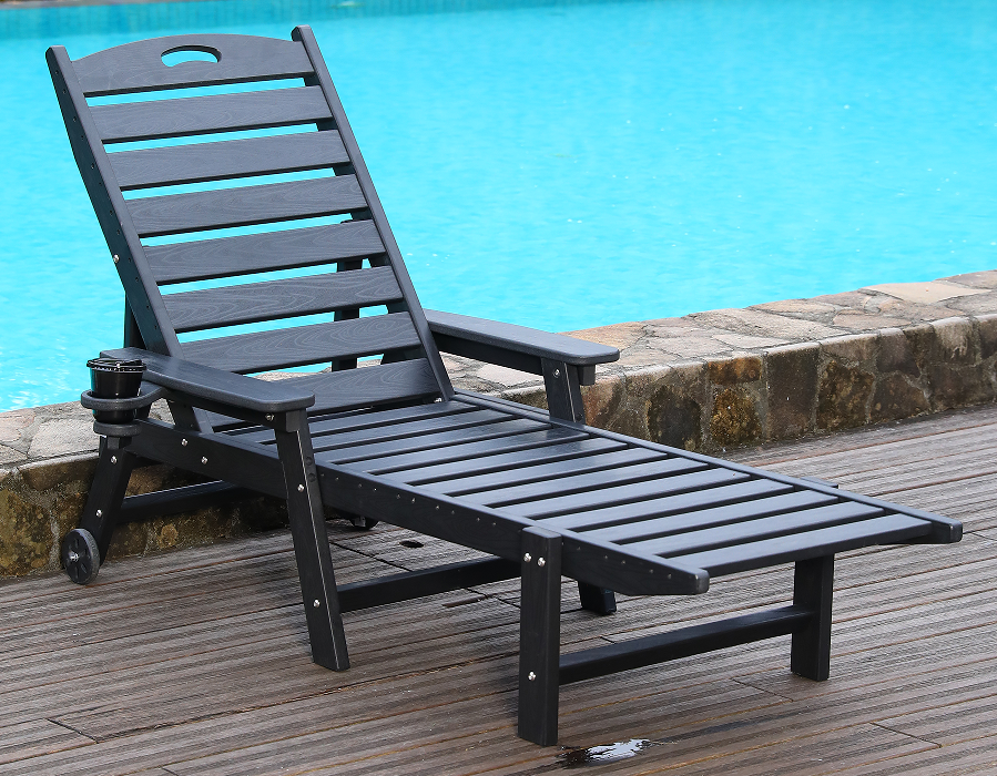 Midnight Black HDPE Håndtag-Ready Adirondack Lounge Chair