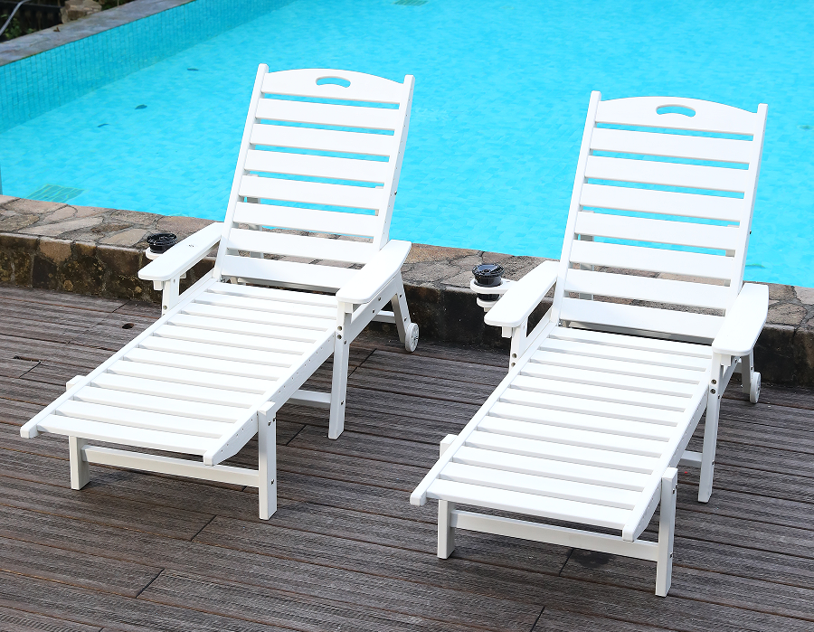 Pure White 2-Pack HDPE Minimalistisk Adirondack Lounge Sæt