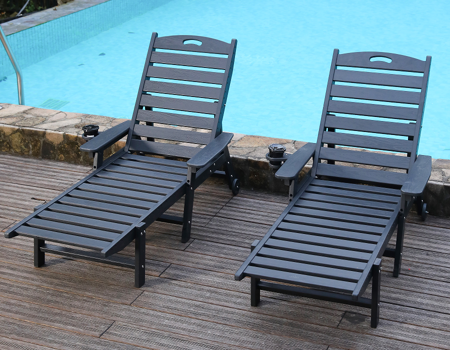 Jet Black 2-Pack HDPE Adirondack stolesæt