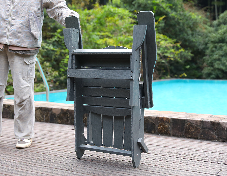 Storm Grey HDPE Adirondack Frog Stol - All-Weather