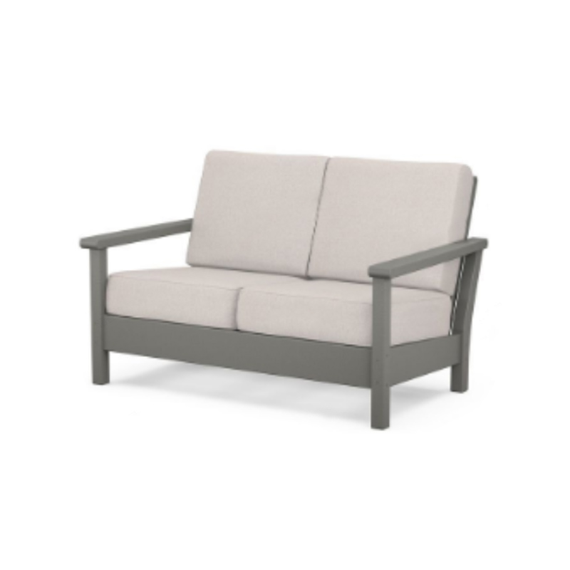 HDPE Grå til alle vejrforhold Udendørs Loveseat Dobbeltsofa
